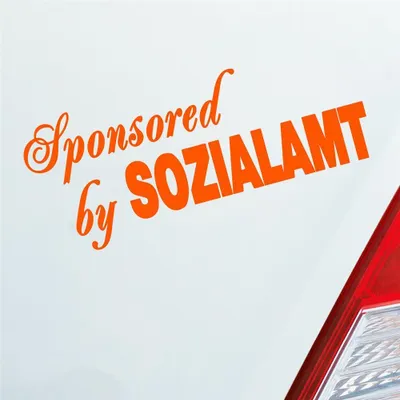 Produktbild von Auto Aufkleber Sponsored by Sozialamt Car PKW 15x6 cm Orange Sticker Heckscheibenaufkleber