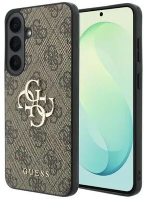 Immagine prodotto di Custodia Guess in pelle con logo metallico 4G per Samsung Galaxy S26 FE, color marrone