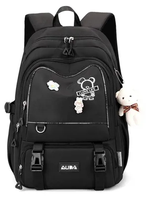 Produktbild von Schulrucksack Kinderrucksack Jungen Mädchen Rucksack Wasserdicht Nylon Schwarz 32x22x45cm