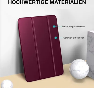 Produktbild von Schutzhülle + 2x 4H Displayfolie für iPad 7/8/9 Generation 10.2 Zoll Cover Case Schutz Tablet Farbe: Weinrot