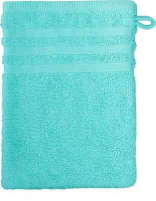 Produktbild von grace grand spa Waschlappen im 3er-Pack mit Streifen-Bordüre Premium türkis One Size