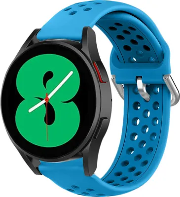 Produktbild von Strap-it Samsung Galaxy Watch 4 - 44mm Silikonarmband mit Löchern (Hellblau)