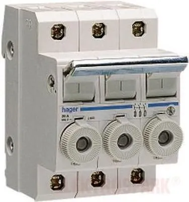 Produktbild von HAGER Zylindrischer Sicherungslasttrenner 3P 10x38mm 20A L95300