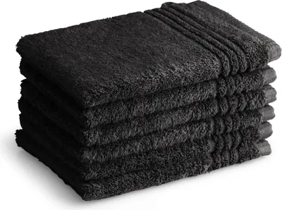 Produktbild von PHLOX Waschlappen Set - 6 Teilig - 100% Baumwolle 600 g/m² - 16x21 cm - Frottee, Weich - Schwarz