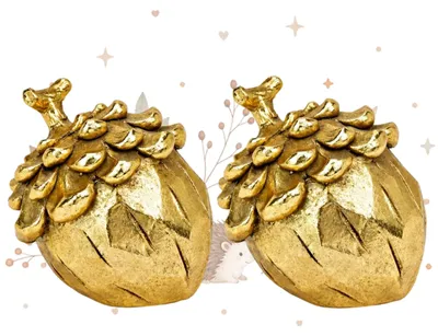 Produktbild von 2er Set Eichelnuss-Figuren in Gold, ca. 9 x 9 x 9 cm