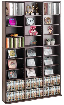 Zdjęcie produktu dla Szafka do przechowywania mediów - szafka na płyty DVD - szafka na płyty CD - regał na książki - stojak na media - półki regulowane