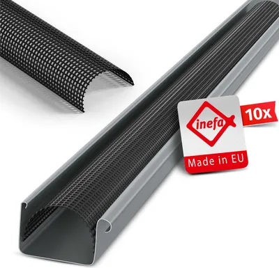 Produktbild von INEFA 10x Laubschutzgitter, Dachrinnen Laubschutz, PVC 83mm, 2m, Schwarz, Regenrinnen Laubschutz, Dachrinnengitter, Dachrinnenschutz Germany - idealer Schutz gegen Laub in der Dachrinne