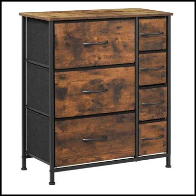 Image de Commode de chambre à coucher - 63 x 30 x 73 cm - Bois et garniture en tissu