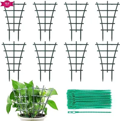 Produktbild von 8 Stück Kletterhilfen und Kletterhilfen für Kletterpflanzen - Set aus Trellis und verstellbaren Pflanzengurten