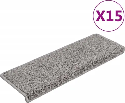 Produktbild von vidaXL Stufenmatten 15 Stk. 65x21x4 cm Grau Rechteckiger Rand