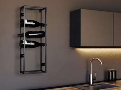 Produktbild von Weinregal modern für die Wand aus Metall in Schwarz, für die Küche, Wohnzimmer