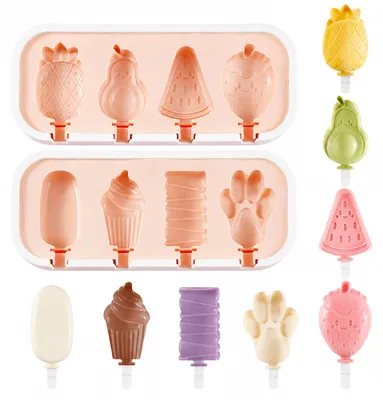 2er-Set Silikon-Eisformen, 4 Fächer, BPA-frei, wiederverwendbar