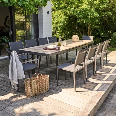Image de Table de jardin 8 chaises et 2 fauteuils en aluminium et céramique - Oviala Tivoli