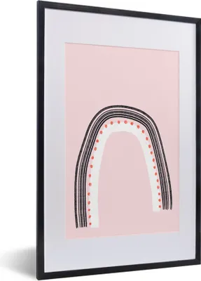 Produktbild von MuchoWow® Gerahmtes Poster Regenbogen - Minimalismus - Rosa 40x60 cm - Poster mit Schwarzem Bilderrahmen Wandposter Rahmen Foto Bilder - Poster in Rahmen