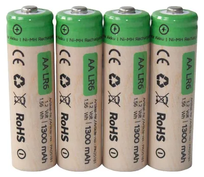 Produktbild von 4er Set Professor Optiken AA (Mignon / LR6) Nickel-Metallyhydrid-Akku, 1,2 Volt mit 1300 mAh (Pin) für Wildkameras, Taschenlampen, Fernbedienungen