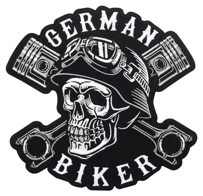 Biker-Patch zum Aufbügeln, 19 x 18,5 cm, schwarz, Polyester