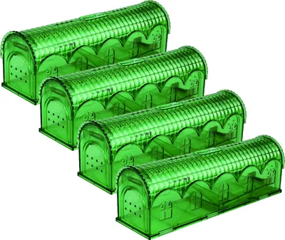 Produktbild von RatzFatz® 4er-Set Premium Mausefalle Lebend Lebendfalle Wiederverwendbare Außen und Innen, Innovativer Mechanismus, MBG-02