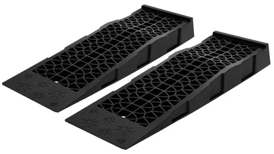 Zdjęcie produktu dla Zestaw dwóch ramp najazdowych – rampy samochodowe do konserwacji – udźwig 3000 kg – wysokość podnoszenia 70 mm – tworzywo sztuczne PP – kolor czarny