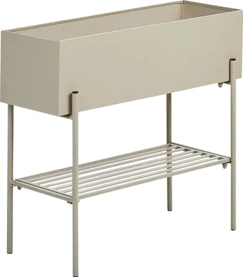 Produktbild von BELIANI Blumentopfständer Beige Metall 66 cm Hoch Rechteckig 24x70 cm auf Beinen mit Topf Modern Blumenständer für Innen- und Außenbereich