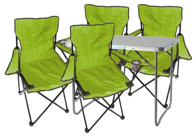 5-tlg. lime Campingmöbel Set, Tisch mit Tragegriff und Campingstuhl mit Tasche