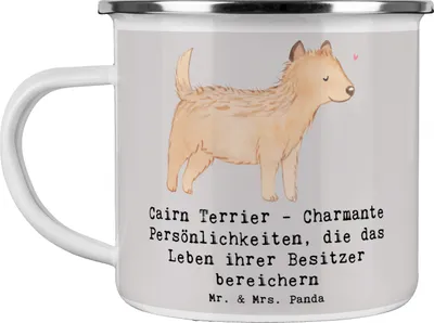 Produktbild von Mr. & Mrs. Panda becher emaille Cairn Terrier - Grau Pastell - Geschenk, treue Hunde, Campingtasse, Hunderasse, Hundeliebhaber, Abenteuer, Begleiter, Teetasse, aktive