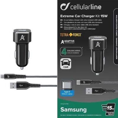 Obrázok produktu pre Cellularline TETRCBRSMKIT15WTYC, Auto, Zapaľovač, 1 m, Čierna