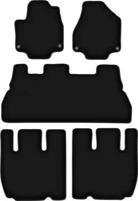 Zdjęcie produktu dla Dywaniki welurowe do Chrysler Pacifica II 7os (2017-) - czarne dywaniki samochodowe BASIC komplet (5 szt.)