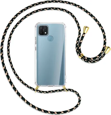 Produktbild von Handykette Backcover-Schutzhülle mit Band (Metall goldfarben) für Oppo A15 - camouflage