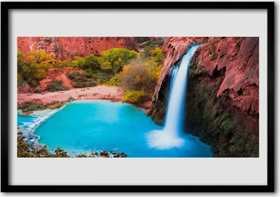 Produktbild von Bild 100x70 MDF-Rahmen Wandkunst Wasserfall Mountain Nature