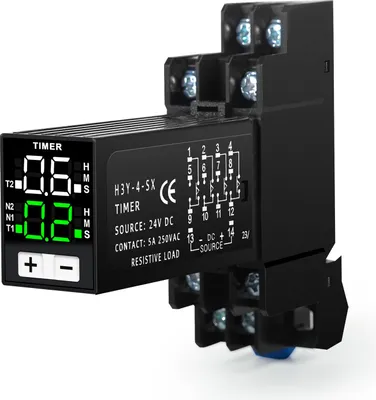 Obrázek produktu pro H3Y-2-SX Digitální časové relé s LED displejem, řízení doby cyklu, zpoždění 0,1 sekundy až 99 hodin, DC 24V se zásuvkou