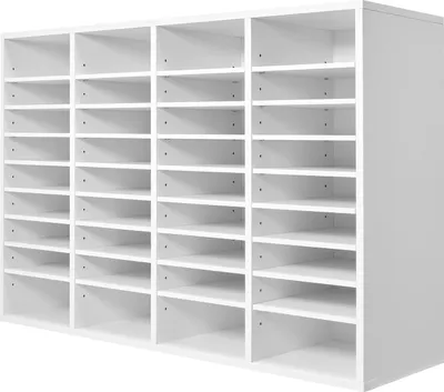 Produktbild von SucceBuy 36 - Fächer-Literatur-Organizer aus Holz mit verstellbaren Regalen - Weiß