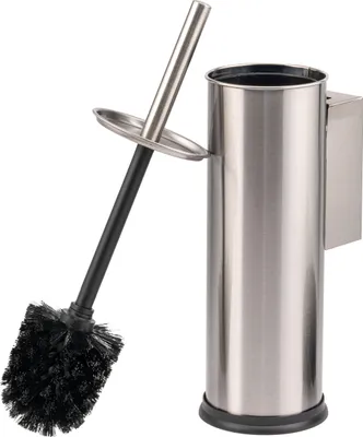 Image de bremermann Garniture de WC avec support mural, porte-brosse de WC, porte-brosse de WC, rond en acier inoxydable