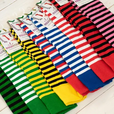 Produktbild von Ringelstrümpfe Ringelsocken Kniestrümpfe rot weiß 27/30