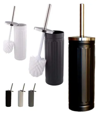 Produktbild von Toilettenbürste mit Halter aus Edelstahl in Schwarz, Weiß und Grau