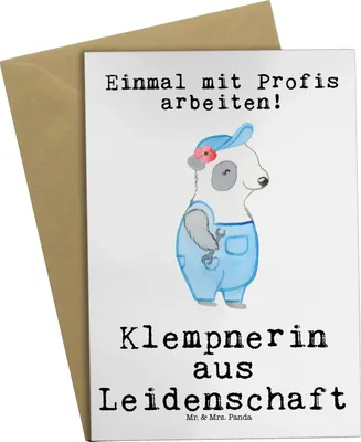 Produktbild von Mr. & Mrs. Panda Grußkarte Klempnerin Leidenschaft - Weiß - Geschenk, Spruch, hochzeitskarten, Gesellenprüfung, Grußkarten, einladungskarten, Lustig, Witzig