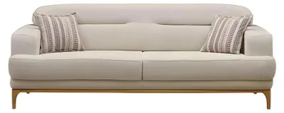 Obrázek produktu pro Elegantní bílá látková pohovka s dřevěným rámem v moderním designu