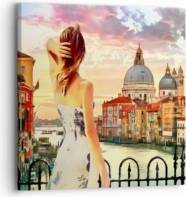 Produktbild von Bild auf Leinwand - Leinwandbild - Venedig Brücke Wasser - 30x30cm - Wand Bild - Wanddeko - Leinwanddruck - Bilder - Kunstdruck - Wanddekoration - Leinwand bilder - Wandkunst - AC30x30-3495