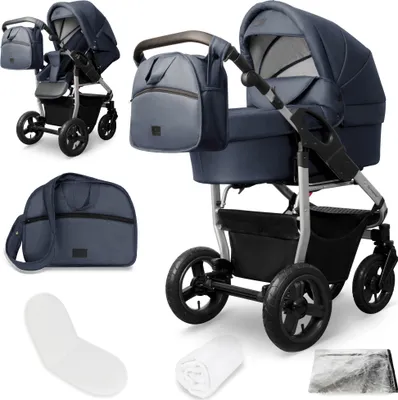Produktbild von Bergsteiger Capri Kombikinderwagen 2-in-1 ohne Babyschale – Babywanne & Sportsitz, Luftreifen, Federung, höhenverstellbarer Griff, faltbar, Zubehör