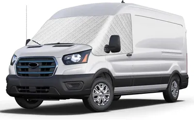 Productafbeelding van Zonnescherm voor de voorruit van een Ford Transit MK8 MK9, modeljaren 2014-2026, gemaakt van aluminium, voor auto's, externe bescherming voor de voorruit, bescherming tegen vorst en sneeuw