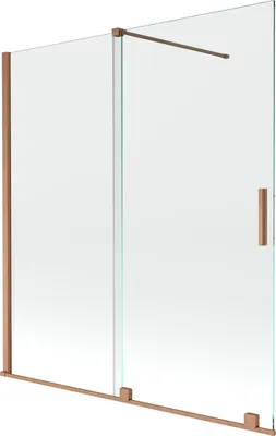 Obrázok produktu pre Mexen Velar 2-krídlová nastaviteľná vaňová zástena 150 x 150 cm, transparentná, brúsená meď - 896-150-000-01-65
