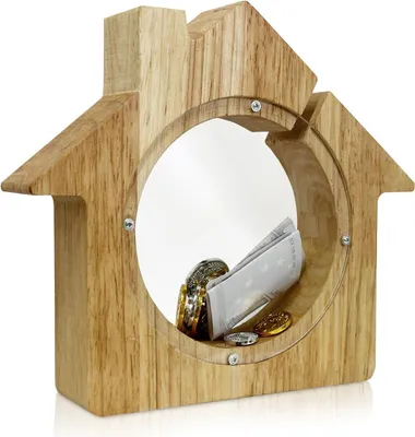 Immagine prodotto di Salvadanaio per adulti casa salvadanaio decorazione in legno - casa costruzione matrimonio inaugurazione casa - salvadanaio creativo regalo compleanno natale ringraziamento