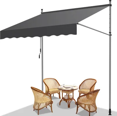 Immagine prodotto di Yakimz tenda da sole a morsetto tenda da sole per balcone senza trapano tenda da sole regolabile in altezza tenda da sole resistente ai raggi UV e idrorepellente 250 cm grigio
