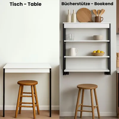 Produktbild von Murphy Klapptisch und Wandregal – Platzsparender Klapptisch aus MDF für kleine Räume