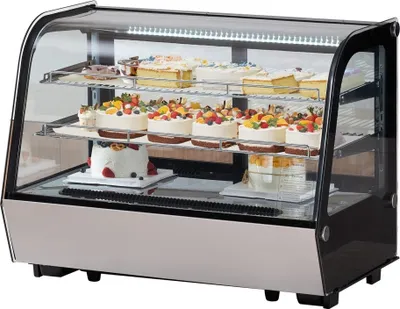 Produktbild von Kühlvitrine für Bäckereien - 146 L - 2-lagige Kühlschrankvitrine - Bäckereivitrine - Frischhalte-Vitrine für n