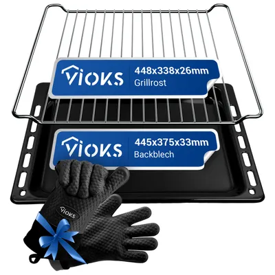 Zdjęcie produktu dla Półka tylna i kratka do piekarnika VIOKS, zamiennik dla Bauknecht 481010539879 481245819334 + rękawice