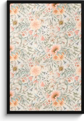 Produktbild von MuchoWow® MuchoWow® Gerahmtes Poster Sommerblumen - Pastell - Muster 60x90 cm - Poster mit zchwarzem Bilderrahmen - Kunst