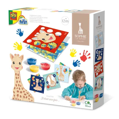 Produktbild von SES Creative My First Sophie la girafe – Fingerfarbenkarten, Blau, Rot, Gelb