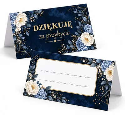 Zdjęcie produktu dla Winietki na Stół Granat Kwiaty Złoto Wesele Urodziny Chrzest - 6 szt