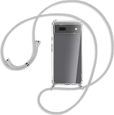 Produktbild von Handykette Backcover-Schutzhülle mit Band (Metall silberfarben) für Google Pixel 6a - silbergrau