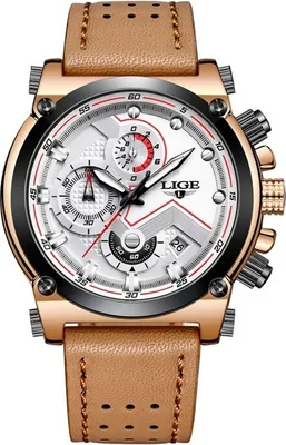 Produktbild von Moderne Herrenuhr LIGE PR-4072 - Braun/Weiß KP4072